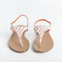 PAOLA FIORENZA Low Sandals* - Triangle Flat Thong Sandals - Coral
