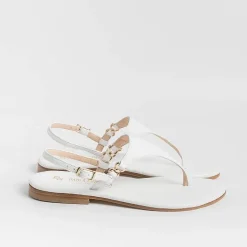 PAOLA FIORENZA Wedding Shoes* - Triangle Flat Thong Sandals - White