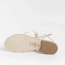 PAOLA FIORENZA Wedding Shoes* - Triangle Flat Thong Sandals - White