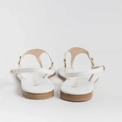 PAOLA FIORENZA Wedding Shoes* - Triangle Flat Thong Sandals - White