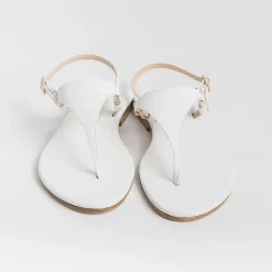 PAOLA FIORENZA Wedding Shoes* - Triangle Flat Thong Sandals - White