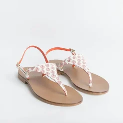 PAOLA FIORENZA Flip-Flops Sandals* - Triangle Flat Thong Sandals - Coral