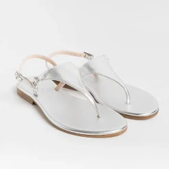 PAOLA FIORENZA Flip-Flops Sandals* - Triangle Flat Thong Sandals - Silver