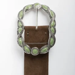 PUNTO VITA Belts* - Belt Pv1664 - Dark Brown / Green Suede