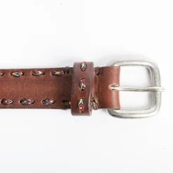 PUNTO VITA Belts* - Belt Pv1137 - Dark Brown / Embroidery