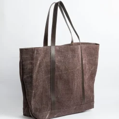 SACHET Tote Bags* - Shoulder Bag - 482 - Vintage Dark Brown Fabric