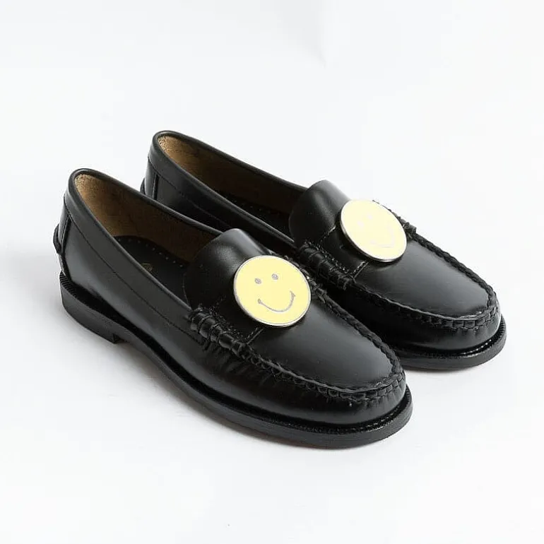 Sebago Loafers* - Moccasin Dan - 72112 - Charms - Black Smile